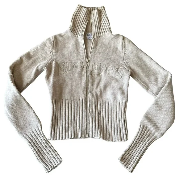Urban Outfitters BDG Jacket Deep Hem Zip-Up Knit Neutral Small - Picture 4 of 8